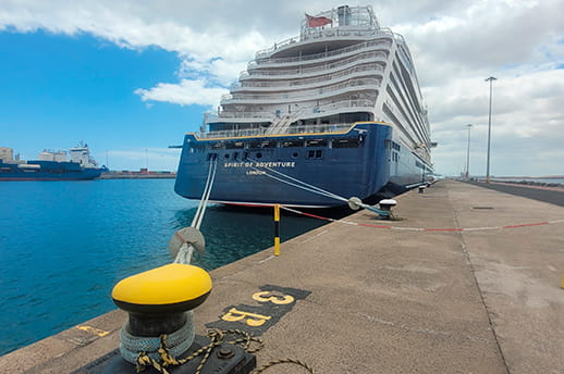 Spirit of Adventure docked in Puerto del Rosario, Fuerteventura